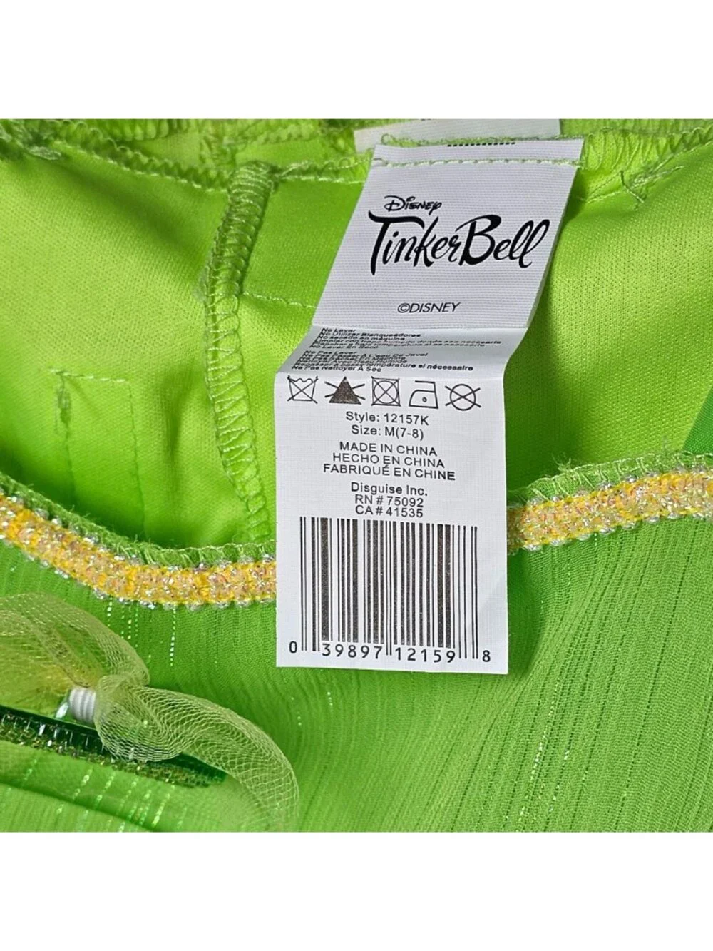 Tinker Bell Costume Girls 7-8 Disney The Fairy Rescue Disney Green Dress Wings - Picture 3 of 4